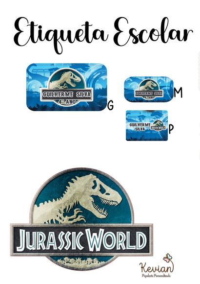 Etiqueta Escolar Dinossauro Jurassic - Kit 2