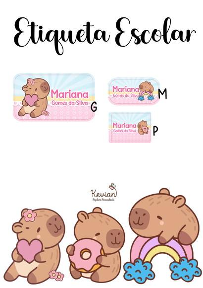 Etiqueta Escolar Capivara Capybara - Kit 4