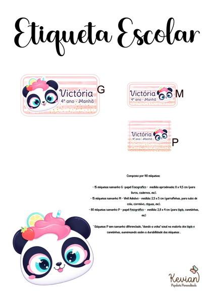 Etiqueta Escolar Panda Pandinha - Kit 4