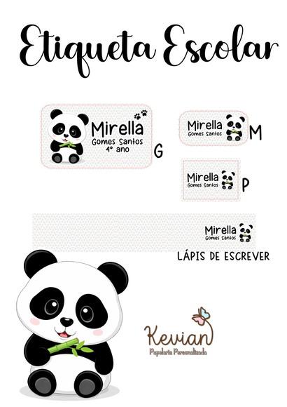 Etiqueta Escolar Panda Pandinha - Kit 3