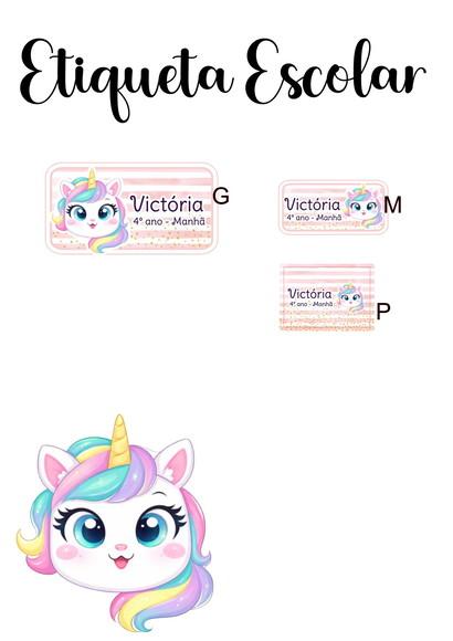 Etiqueta Escolar Unicórnio - Kit 2