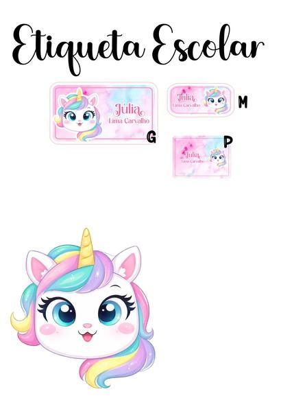Etiqueta Escolar Unicórnio - Kit 2
