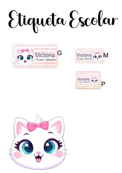 Etiqueta Escolar Gatinha - Kit 2