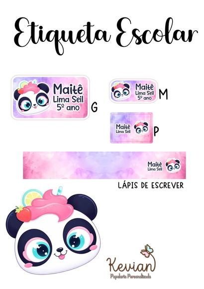 Etiqueta Escolar Panda - Kit 3
