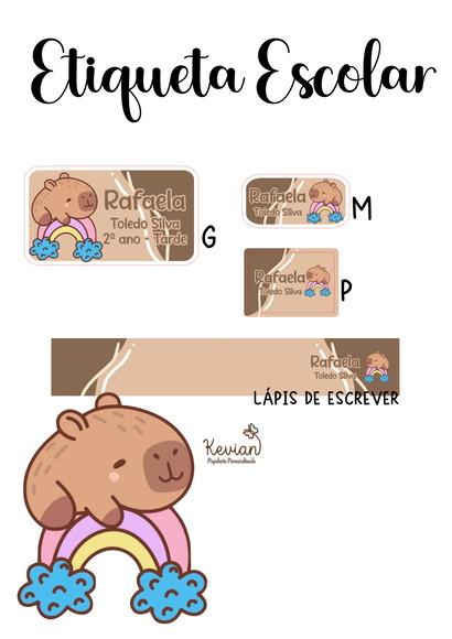 Etiqueta Escolar Capivara Capybara - Kit 3