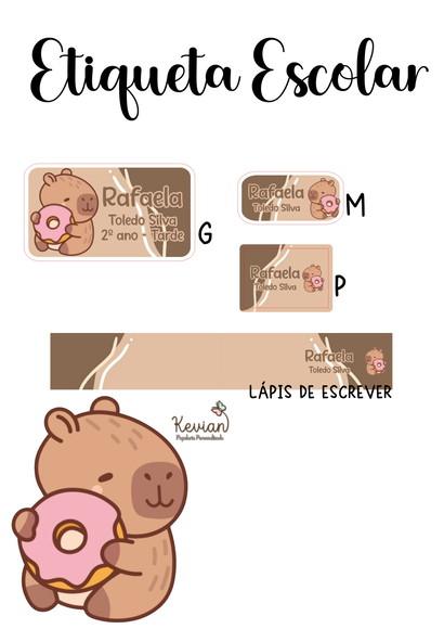 Etiqueta Escolar Capivara Capybara - Kit 3