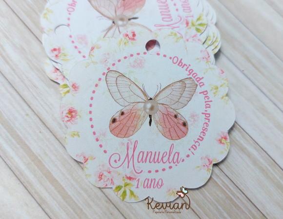 50 Tag Agradecimento Lembrancinha Personalizada Borboleta