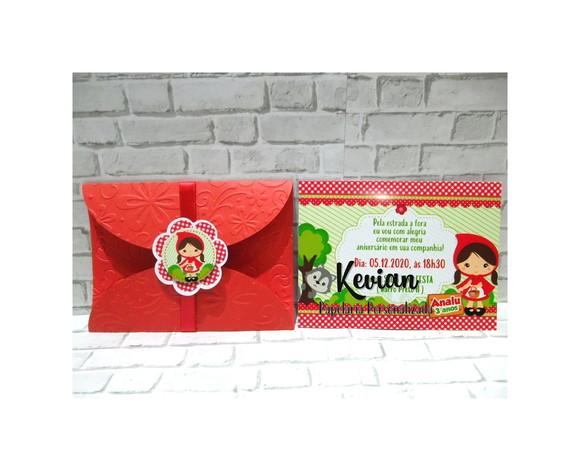 Convite Chapeuzinho Vermelho - Envelope Texturizado