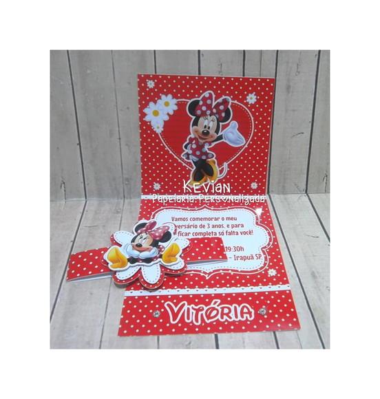 Convite Minnie Aplique Alto Relevo