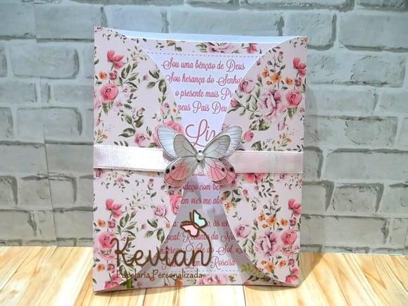 Convite Floral Aplique Borboleta
