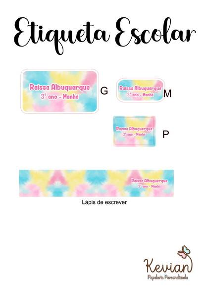 Etiqueta Escolar Tie Dye - Kit 3