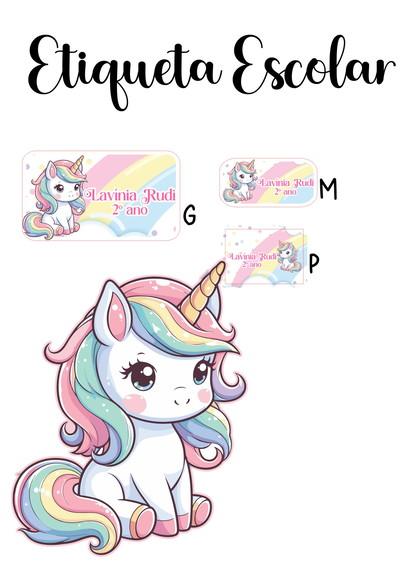 Etiqueta Escolar Unicórnio - Kit 1
