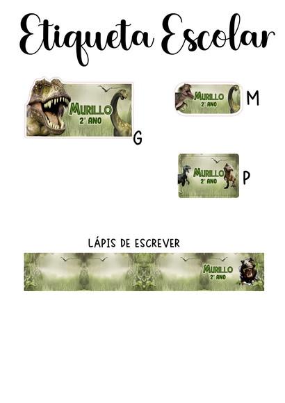 Etiqueta Escolar Dinossauro Jurassic - Kit 3