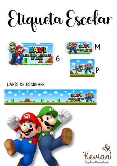 Etiqueta Escolar Super Mario - Kit 3