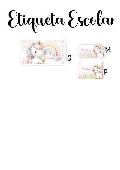 Etiqueta Escolar Unicórnio - Kit 2