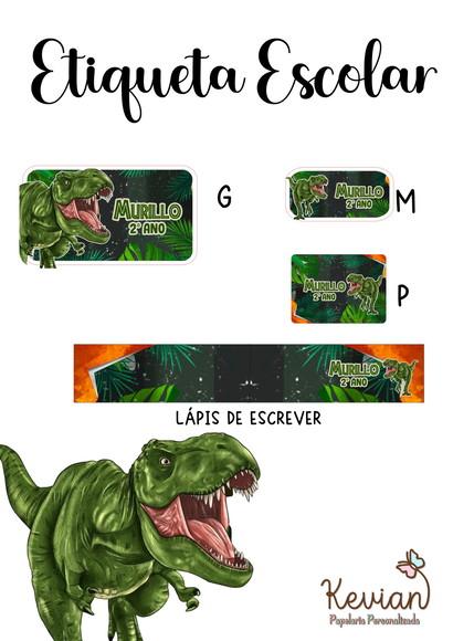 Etiqueta Escolar Dinossauro Jurassic - Kit 3