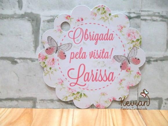 50 Tag Agradecimento Jardim Borboletas 4cm