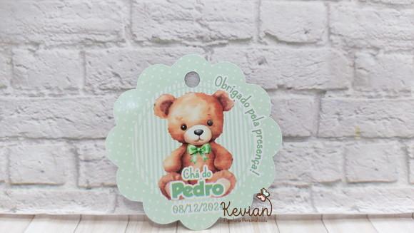 100 Tag Agradecimento Ursinho Verde