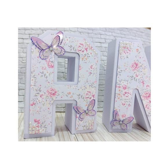 Letra 3d Borboleta Lilás