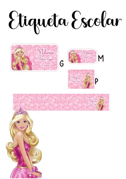 Etiqueta Escolar Barbie - Kit 3