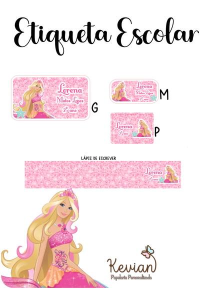 Etiqueta Escolar Barbie - Kit 3