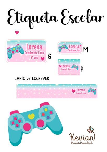 Etiqueta Escolar Game Menina - Kit 3