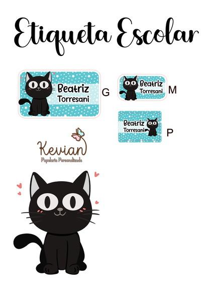 Etiqueta Escolar Gatinho - Kit 2