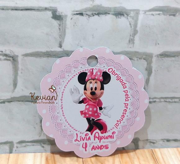 40 Tag Agradecimento Minnie Rosa