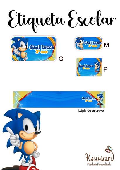 Etiqueta Escolar Sonic - Kit 3