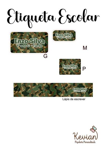 Etiqueta Escolar Exército - Kit 3