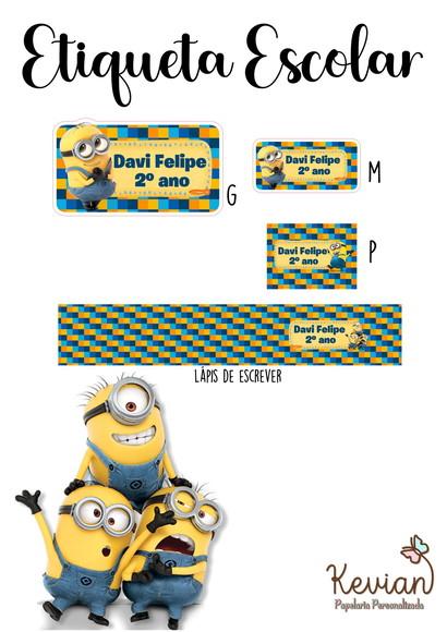 Etiqueta Escolar Minions - Kit 3