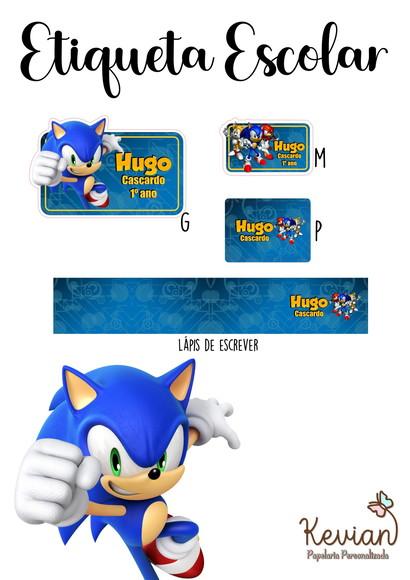 Etiqueta Escolar Sonic - Kit 3