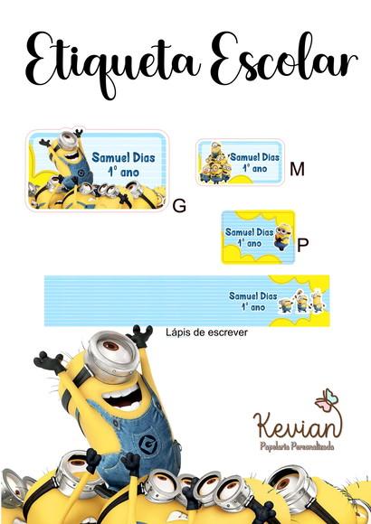 Etiqueta Escolar Minions - Kit 3