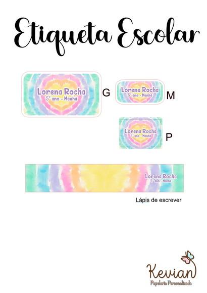 Etiqueta Escolar Tie Dye - Kit 3