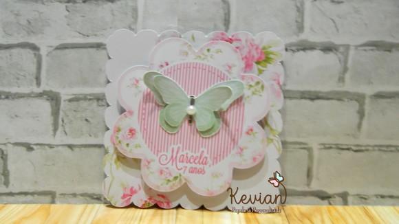 Aplique para Caixinha Acrílica 5x5cm Borboleta Verde