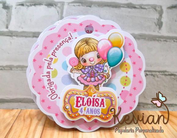 30 Tag Agradecimento Alto Relevo Circo Rosa