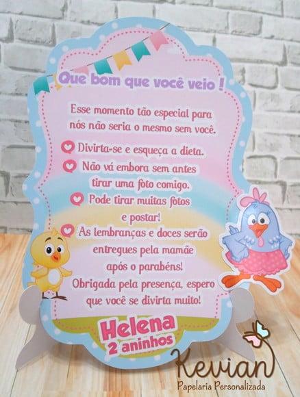 Recado de Mesa Galinha Pintadinha Candy Color