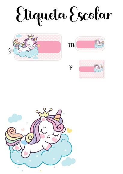 Etiqueta Escolar Unicórnio - Kit 1