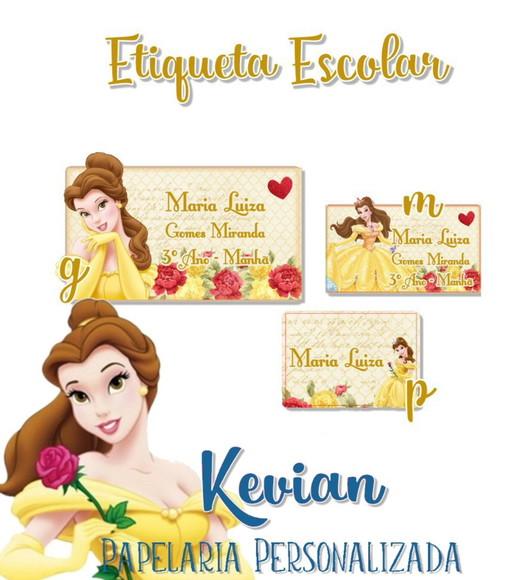 Etiqueta Escolar Princesa Bela - Kit 2