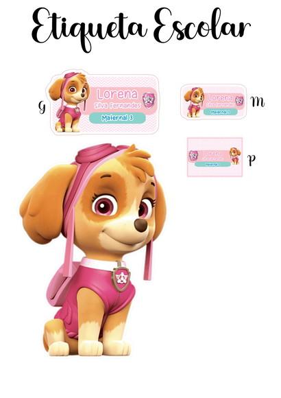 Etiqueta Escolar Patrulha Canina Skye - Kit 2