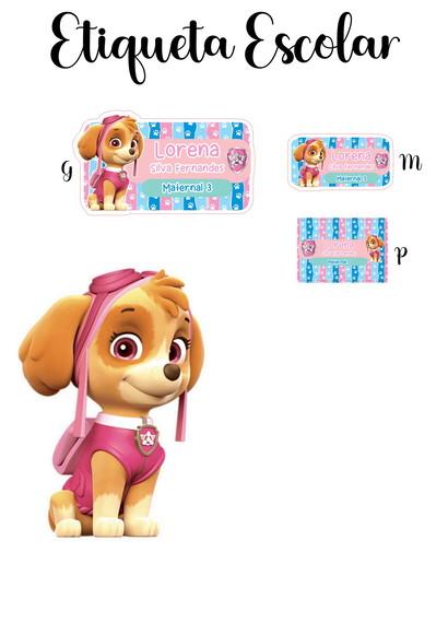 Etiqueta Escolar Patrulha Canina Menina - Kit 1