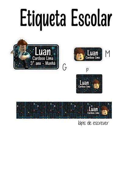 Etiqueta Escolar Roblox - Kit 3
