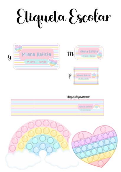 Etiqueta Escolar Pop It - Kit 3