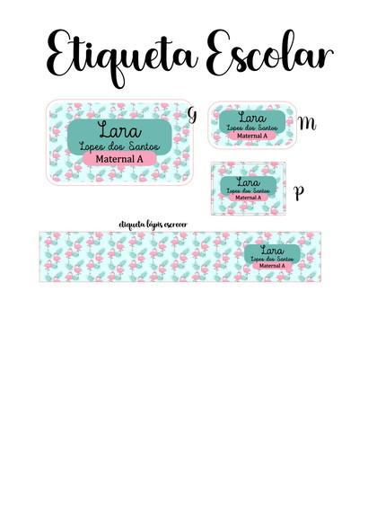 Etiqueta Escolar Flamingo - Kit 3