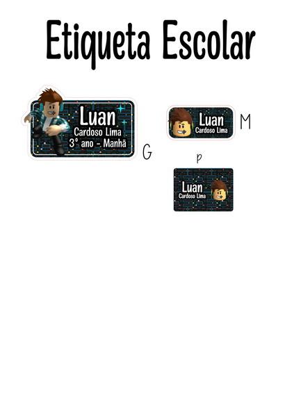 Etiqueta Escolar Roblox - Kit 1