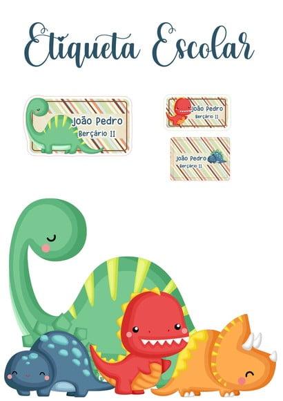 Etiqueta Escolar Dinossauro - Kit 2