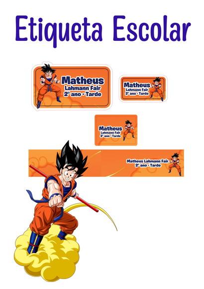 Etiqueta Escolar Dragon Ball - Kit 3