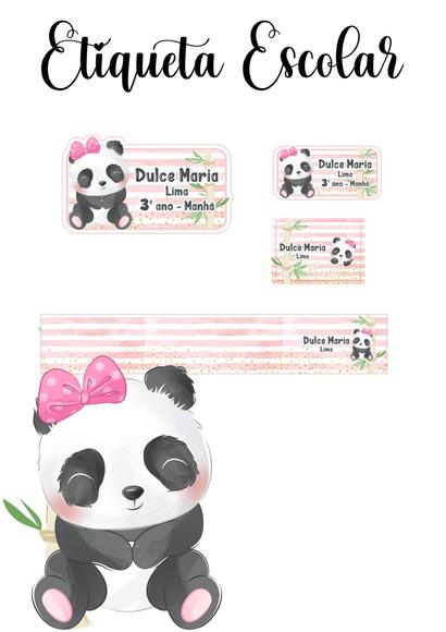 Etiqueta Escolar Panda - Kit 3