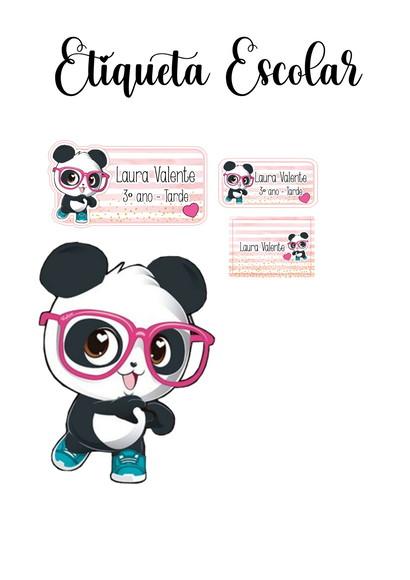 Etiqueta Escolar Panda Luluca - Kit 1