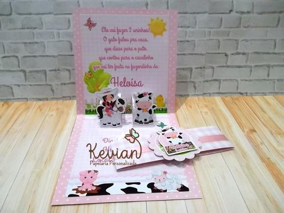 Convite Fazendinha Rosa